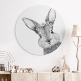 Rundes Wandbild Niedlicher Hase mit Kamillenblumen - Korenkova - Alu-Dibond 