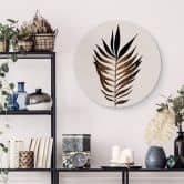 Alu-Dibond Kubistika - Blatt in Gold - Rund 
