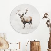 Wandbild Hirsch im weißen Winter - Magnusson - Alu-Dibond Rund 