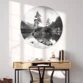 Wandbild Malerische Landschaft mit glasklarem Bergsee - Hintersee - Alu-Dibond - Rund 