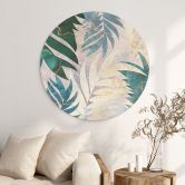 Wandbild Exotische Palmenblätter in Gold-grün - Manovski - Alu-Dibond Rund 