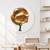 Wandbild Baum mit goldener 3D-Krone - Mielu - Alu-Dibond Rund 