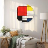 Alu-Dibond Mondrian - Komposition mit Rot Gelb Blau und Schwarz - Rund 