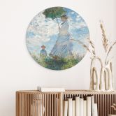 Wanddecoratie Monet - Vrouw met parasol - Madame Monet en haar zoon - Alu-Dibond Rond 