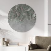 Wanddecoratie Exotische palmbladeren roze-groen - Ms Tiff - Alu-Dibond Rond 