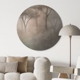 Wandbild Waldmagie im Morgennebel Beige - Ms Tiff - Alu-Dibond Rund 