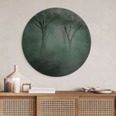 Wandbild Waldmagie im Morgennebel Grün - Ms Tiff - Alu-Dibond Rund 
