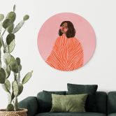 Wandbild Frau mit orangefarbener Decke - Müller - Alu-Dibond - Rund 