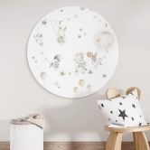 Rundes Wandbild Fröhliche Tiere mit Sternenhimmel - Oliver Robins - Alu-Dibond 