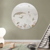 Kinderzimmer Wandbild Wale und ihre Freunde in der Unterwasserwelt - Oliver Robins - Alu-Dibond Rund 