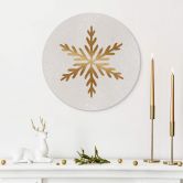 Wandbild Weihnachten - Goldene Schneeflocke - Alu-Dibond Rund - Orara Studio 