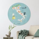 Wandbild Karte von Italien - Rivers - Alu-Dibond - Rund 