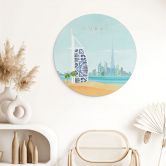 Wandbild Strand von Dubai - Burj Al Arab - Rivers - Alu-Dibond Rund 