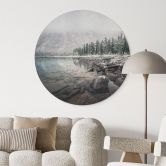 Natur Wandbild Winterwald am See - Rostovskiy - Alu-Dibond Rund 