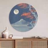 Wandbild Vollmond über dem Gipfel des Fuji-san - Roze - Alu-Dibond Rund 