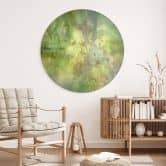 Wandbild Farbenspiel aus Goldgrün - Schmucker - Alu-Dibond Rund 