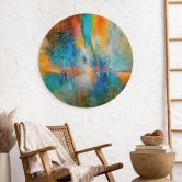 Wandbild Urbanes Licht in Blau und Orange - Schmucker - Alu-Dibond Rund 