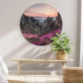 Wandbild Seo - Felsige Landschaft im Sonnenuntergang - Alu-Dibond Rund 