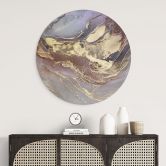 Wandbild Edle Strukturen in Gold und Violett - Shelest - Alu-Dibond Rund 