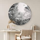 Alu-Dibond Sir Edward - Landschaft mit Leoparden schwarz weiss - Rund 