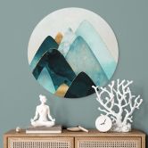Wandbild Abstrakte Berge in Gold und Blau - SpaceFrog Designs - Rund - Alu-Dibond 