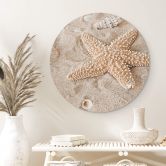 Wandbild Sternfisch im goldenen Strand - Alu-Dibond Rund 