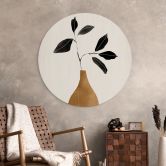 Wandbild Zweig in goldener Vase - ThingDesign - Alu-Dibond Rund 