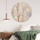 Billede Filigran blade beige - Aluminium dibond - Treechild - Rund 