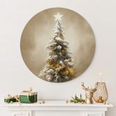 Rundes Wandbild Goldener Weihnachtsbaum - Treechild - Alu-Dibond 