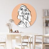 Wandbild Line Art Porträt von zwei Frauen - Treechild - Alu-Dibond - Rund 
