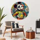 Rundes Wandbild Treechild - Mickey als Astronaut im Retro Stil - Alu-Dibond 