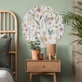 Wandbild Frühlingswiese mit Schmetterlingen - UN Designs - Alu-Dibond - Rund 