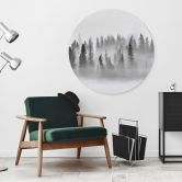 Wandbild Nebelwald in Schwarz-Weiß - Alu-Dibond Rund - Xu 