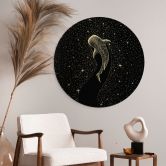 Wandbild mit Goldeffekt Walhai im Ozean der Sterne - Cakir - Alu-Dibond Rund 