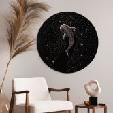 Wandbild mit Kupfereffekt Walhai im Ozean der Sterne - Cakir - Alu-Dibond Rund 