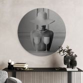 Wandbild mit Silbereffekt Frau mit Champagner Gläsern - Bolgov - Alu-Dibond Rund 