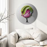 Wanddecoratie met zilvereffect boom met kleurrijke 3D kroon - Mielu - Alu-Dibond Rond 