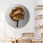 Wanddecoratie met zilvereffect Boom met gouden 3D kroon - Mielu - Alu-Dibond Rond 