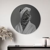 Wandbild mit Silbereffekt Royale Spa-Auszeit mit Leopard - Rahner - Alu-Dibond Rund 