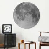 Wandbild Vollmond schwarz-weiß - Alu-Dibond Rund mit Silbereffekt 