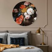 Alu-Dibond Mignon - Stillleben mit Blumen und einer Uhr - Rund 
