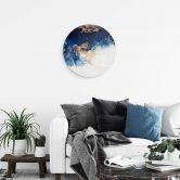 Glasbild Abstrakter Marmor mit Blau und Goldeffekt - Rund 
