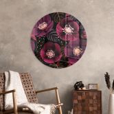 Glasbild Florale Blütenpracht in Purpurtönen - Anis Illustration - Rund 