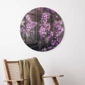 Glasbild Lila Heideblüte im warmen Licht - Annie - Rund 