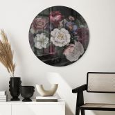 Glasbild Blumen Stillleben im Redouté-Stil - Bloomery Decor - Rund 