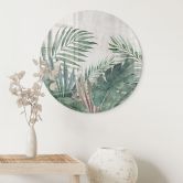 Glasbild Dschungel-Blätter Grün Aquarell - Bloomery Decor - Rund 