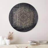 Glasbild Elegantes Mandala in Schwarz-Gold - Bloomery Decor - Rund 