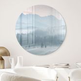 Glasbild Neblige Waldlandschaft im Herbst - Eisenmann - Rund 