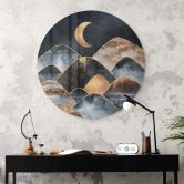 Glasbild Fredriksson - Berge im goldenen Mondlicht - Rund 