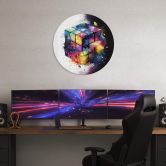 Glasbild Heine - Magischer Zauberwürfel - Rubik's Cube - Rund 